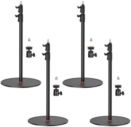 EMART Round Base Light Stand, 79" Heavy Duty Monopod for Camera, Lights, Webcam, Live Streaming, Vlogging, 22 LBS Payload, 4 Pack