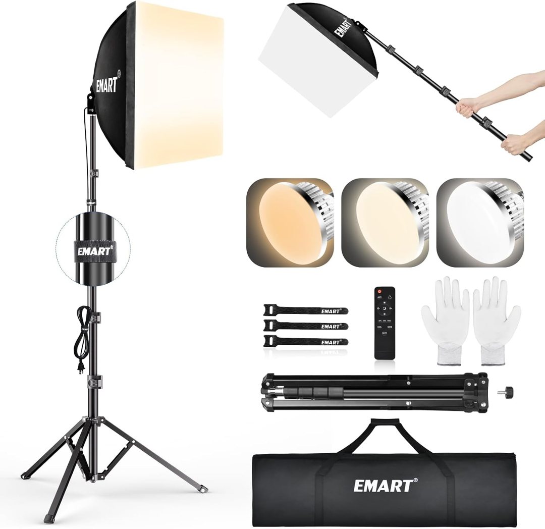 EMART Softbox Lighting Kit, 16"X16" Soft Box, 3000K-6000K 85W LED Bulbs with Remote, 2 Pack 105W Spiral CFL 5500k Daylight Studio Lights, Portrait, Video Recording — frame 3