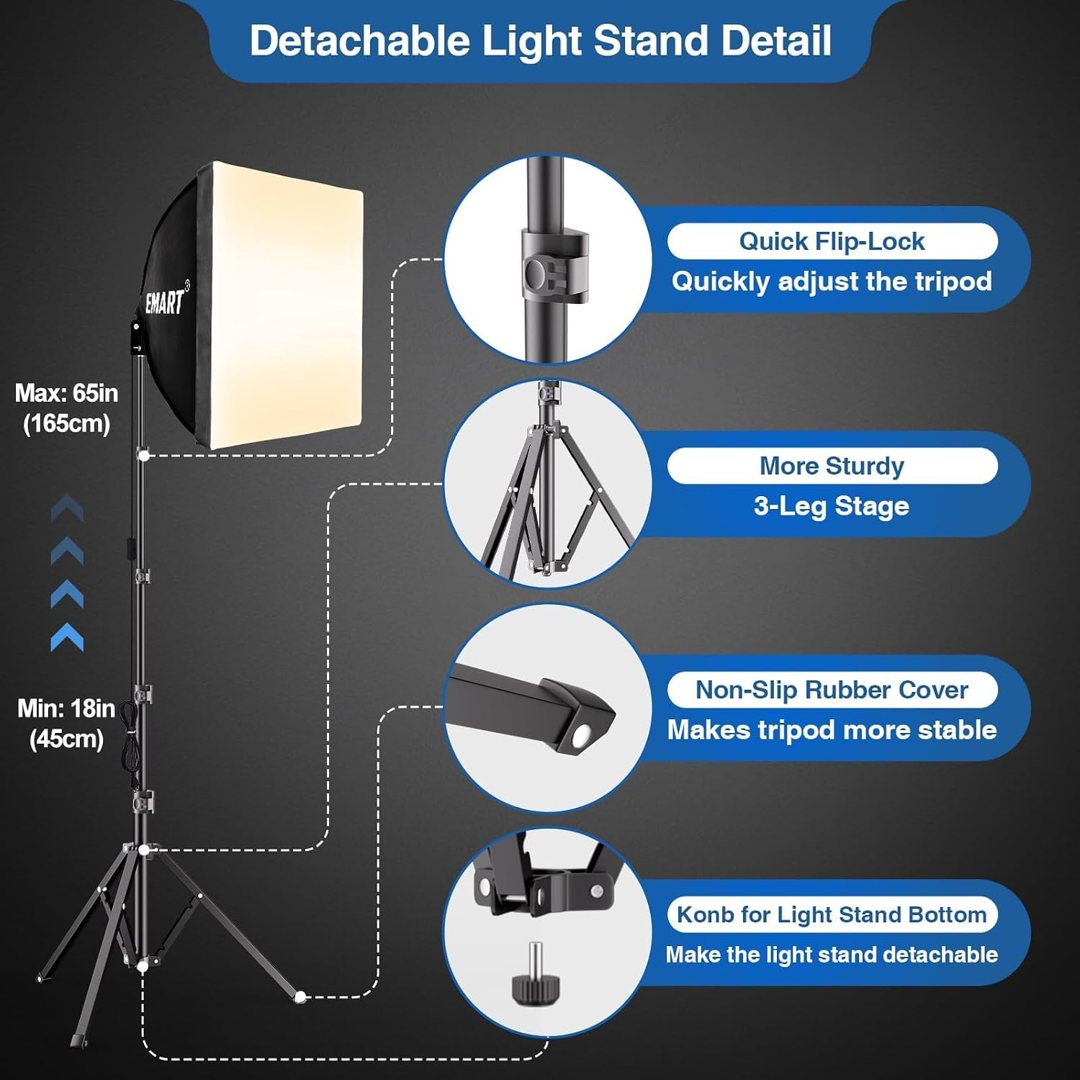 EMART Softbox Lighting Kit, 16"X16" Soft Box, 7x10ft Green Screen Backdrop Kit for Studio Lights, Portrait, Video Recording — frame 4