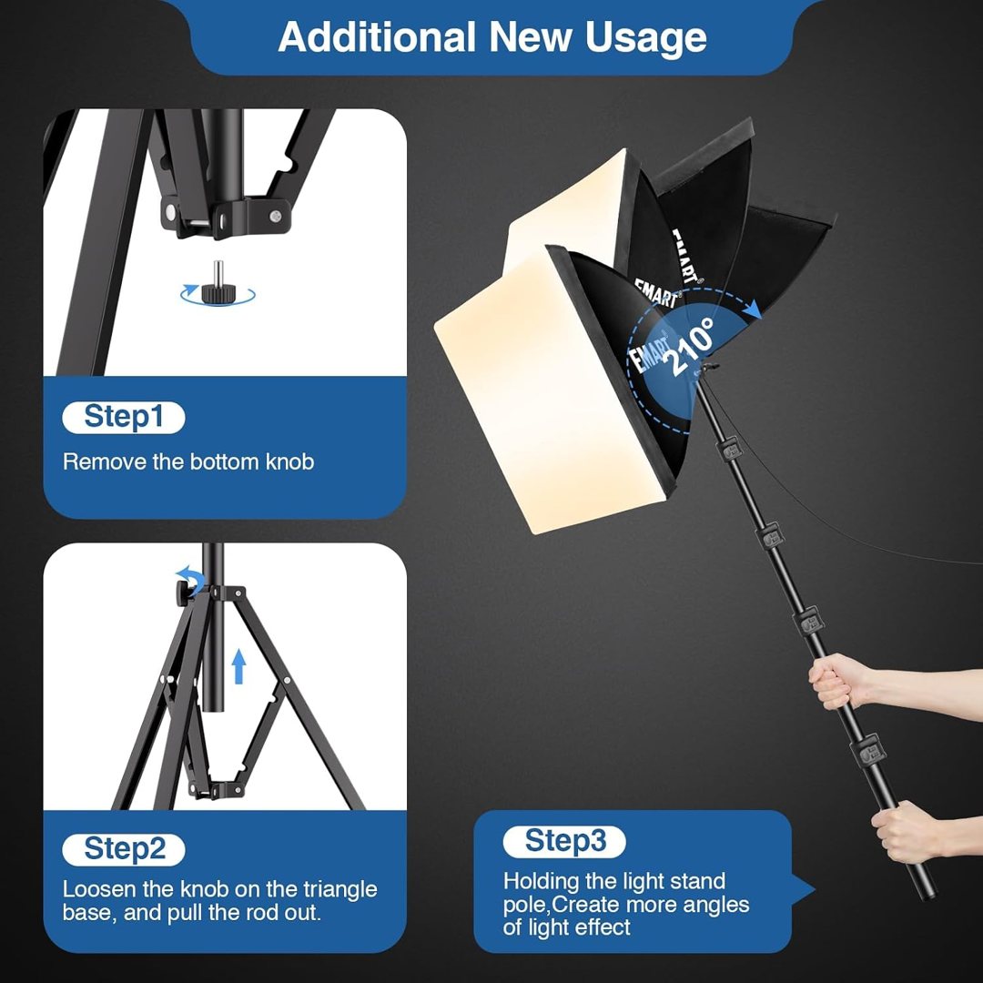 EMART Softbox Lighting Kit, 16"X16" Soft Box, 7x10ft Green Screen Backdrop Kit for Studio Lights, Portrait, Video Recording — frame 5