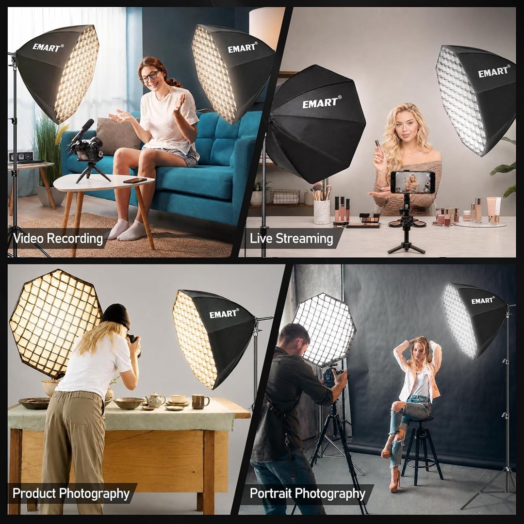 EMART Softbox Lighting Kit with Grid, 135W 25.5" Soft Box for Photography — frame 3