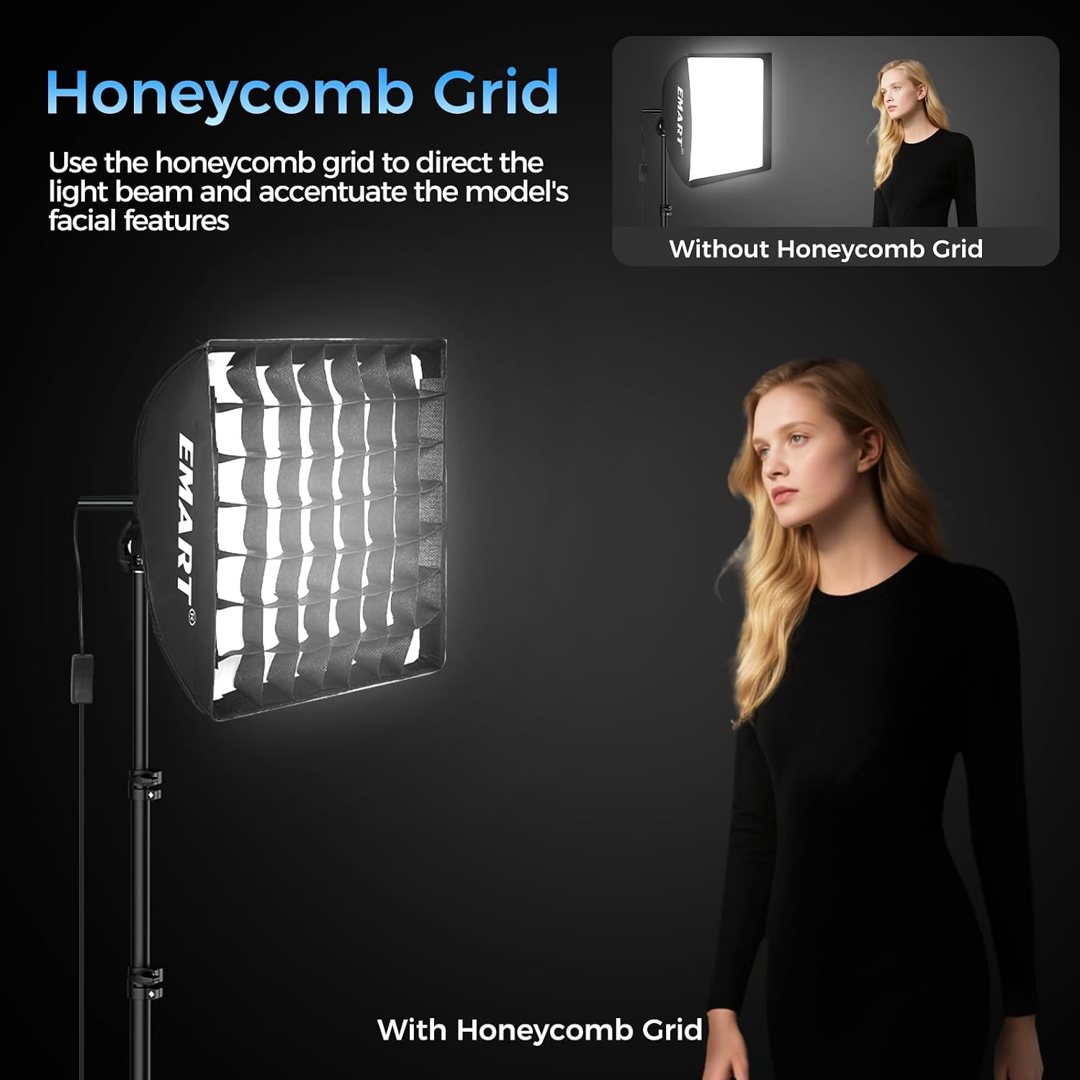 EMART Softbox Lighting Kit with Grid, 50W 16"x16" Soft Box for Photography — frame 3