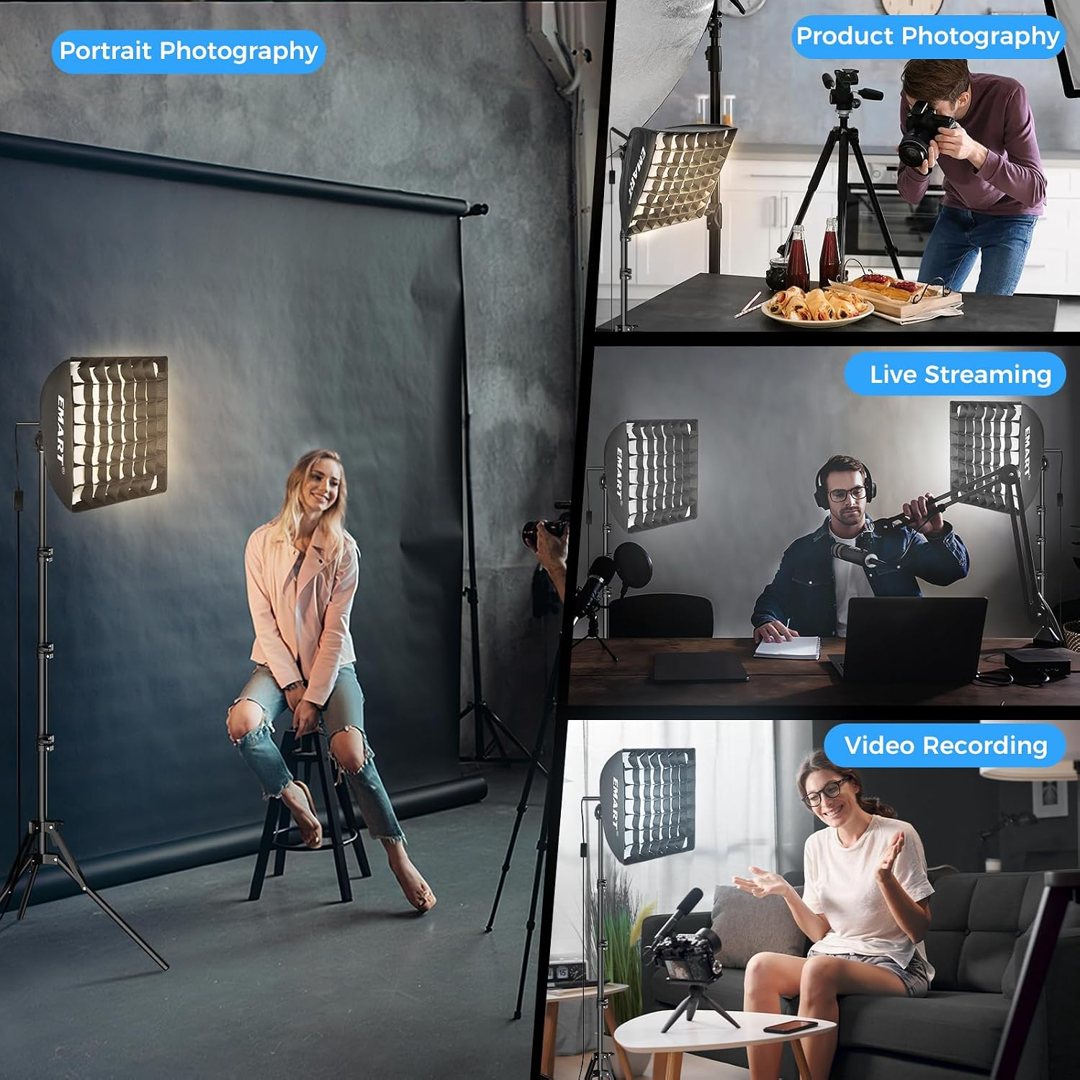 EMART Softbox Lighting Kit with Grid, 50W 16"x16" Soft Box for Photography — frame 4