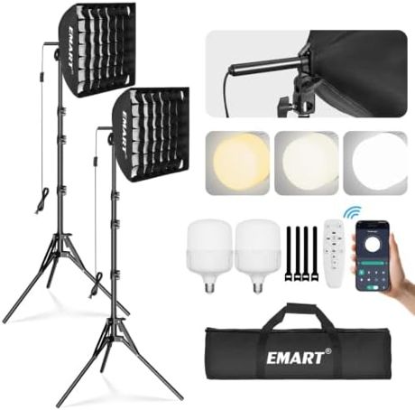 EMART Softbox Lighting Kit with Grid, 50W 16"x16" Soft Box for Photography