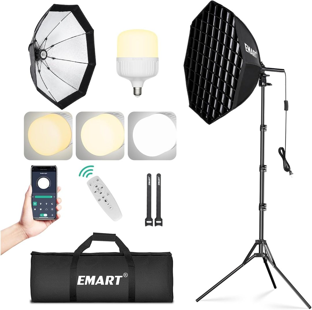 EMART Softbox Lighting Kit with Grid, 50W 20"x20" Soft Box for Photography — frame 2