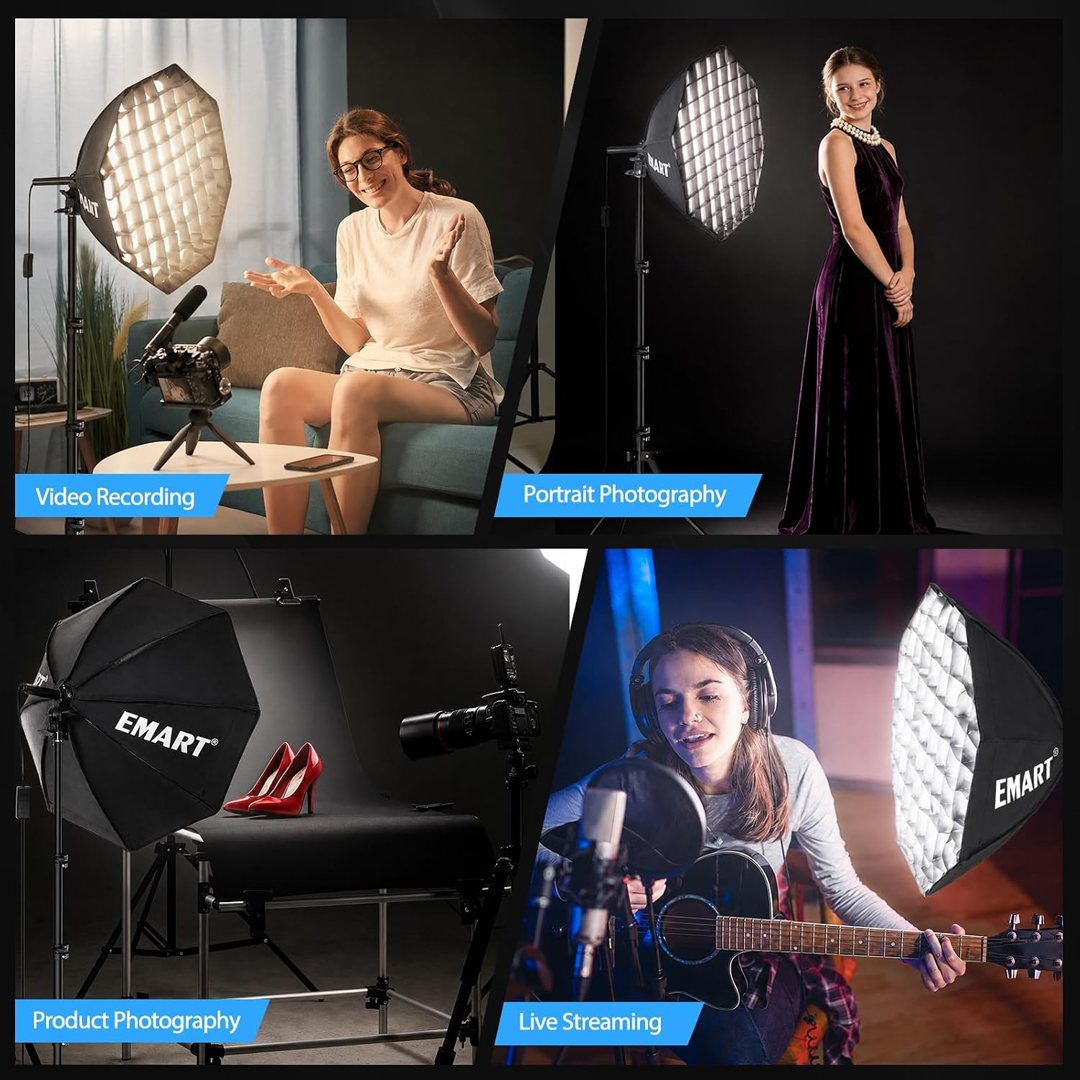 EMART Softbox Lighting Kit with Grid, 50W 20"x20" Soft Box for Photography — frame 4