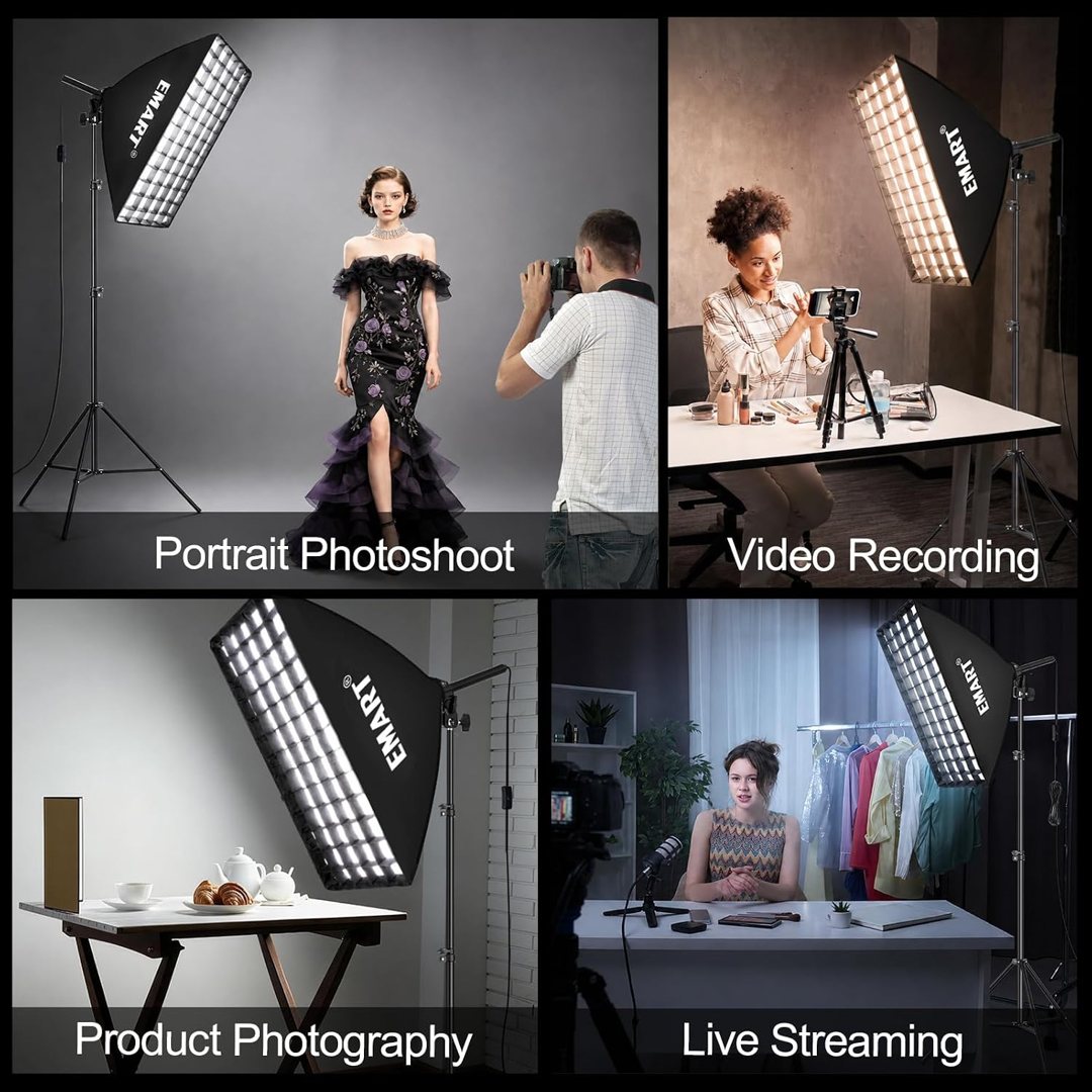 EMART Softbox Lighting Kit with Grid, 85W 20"x28" Soft Box for Photography — frame 3