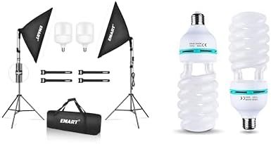 EMART Softbox Lighting Kit with Sandbag, 20"x28" Soft Box Lights Photography Accessories with 2x40W 6500K LED Bulbs, 2x105W 5500K Bulbs, for Studio Video Recording, Filming, Podcast
