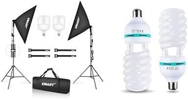 EMART Softbox Lighting Kit with Sandbag, 20"x28" Soft Box Lights Photography Accessories with 2x40W 6500K LED Bulbs, 2x105W 5500K Bulbs, for Studio Video Recording, Filming, Podcast — frame 1