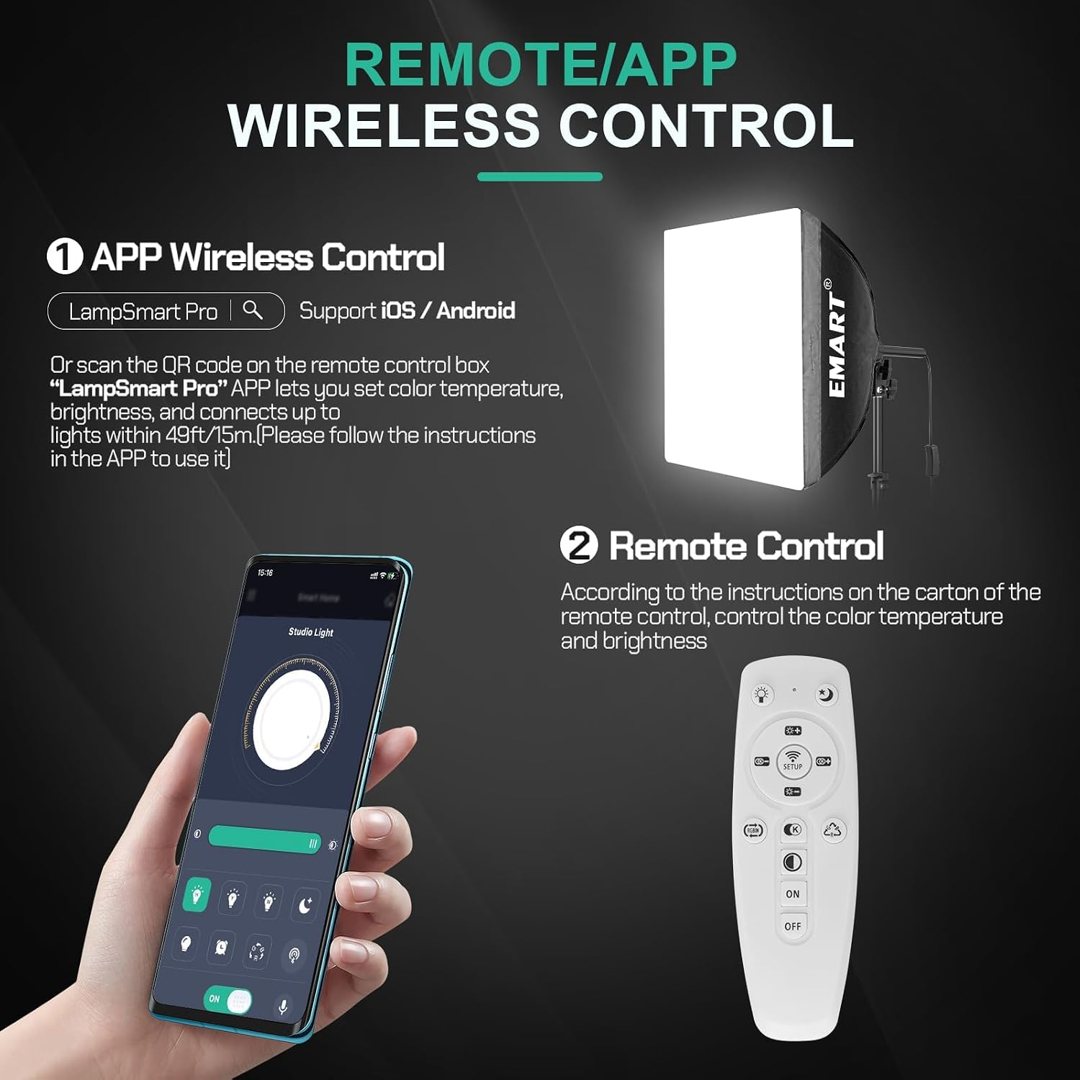 EMART Softbox Photography Lighting Kit 1Pack 50W LED 16"x16" Pull Soft Box — frame 5
