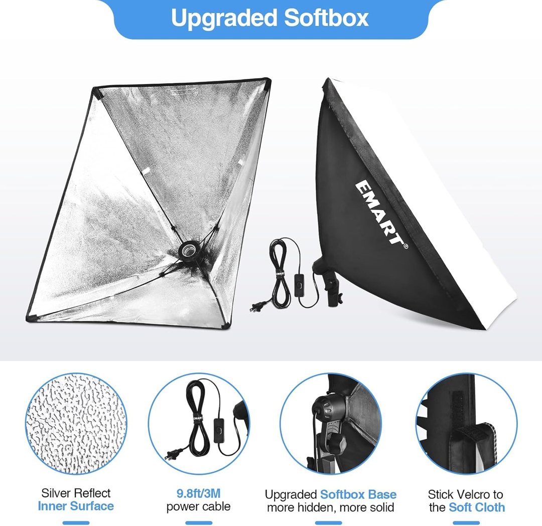 EMART Softbox Photography Lighting Kit, 20"x28" Soft Box for Portrait 2Pack — frame 4