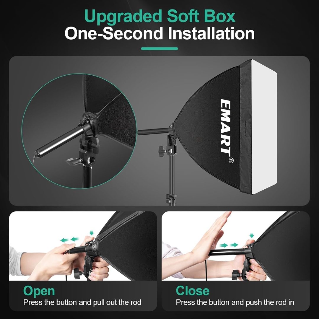 EMART Softbox Photography Lighting Kit 2Pack 50W LED 16"x16" Pull Soft Box — frame 3