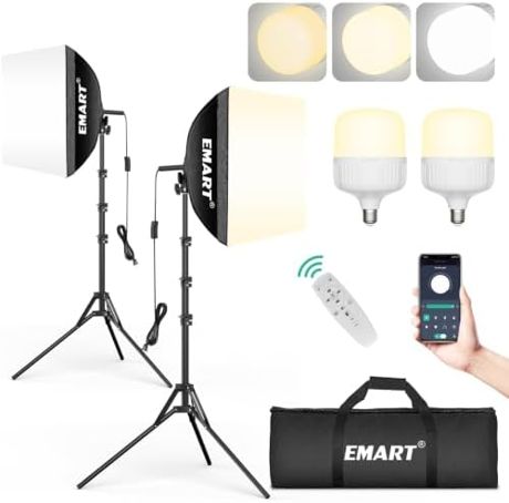 EMART Softbox Photography Lighting Kit 2Pack 50W LED 16"x16" Pull Soft Box