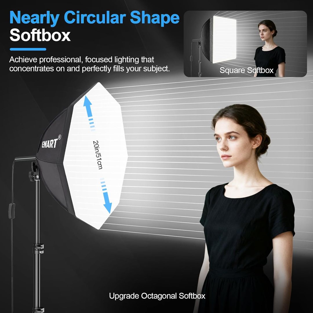 EMART Softbox Photography Lighting Kit 2Pack 50W LED 20"x20" Pull Soft Box — frame 3