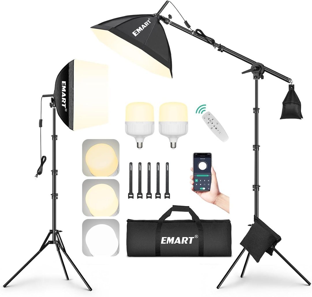 EMART Softbox Photography Lighting Kit, 50W LED 2PCS Soft Box with Boom Arm — frame 2