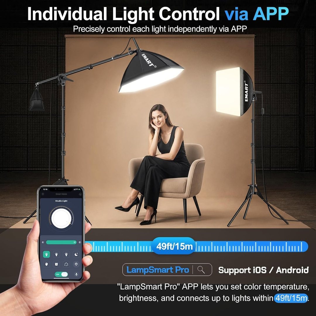 EMART Softbox Photography Lighting Kit, 50W LED 2PCS Soft Box with Boom Arm — frame 4