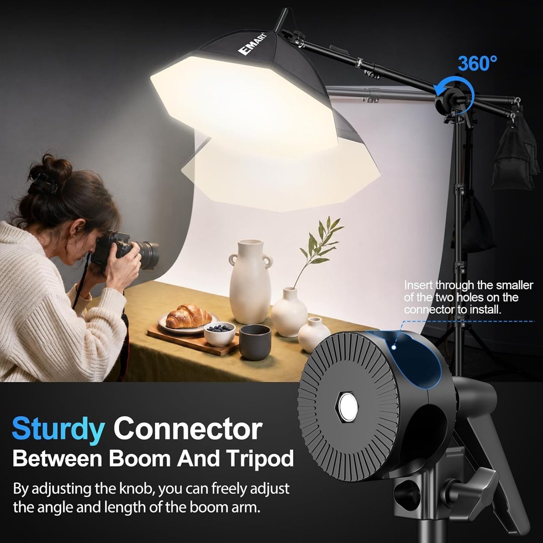 EMART Softbox Photography Lighting Kit, 50W LED 2PCS Soft Box with Boom Arm — frame 5