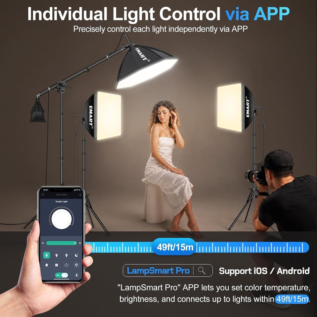 EMART Softbox Photography Lighting Kit, 50W LED 3PCS Soft Box with Boom Arm — frame 4