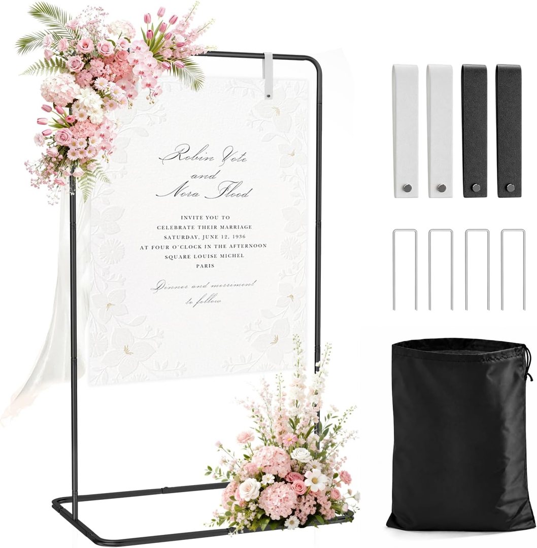 EMART Wedding Welcome Sign Stand 68'' Black Adjustable Easel Display Stand — frame 2