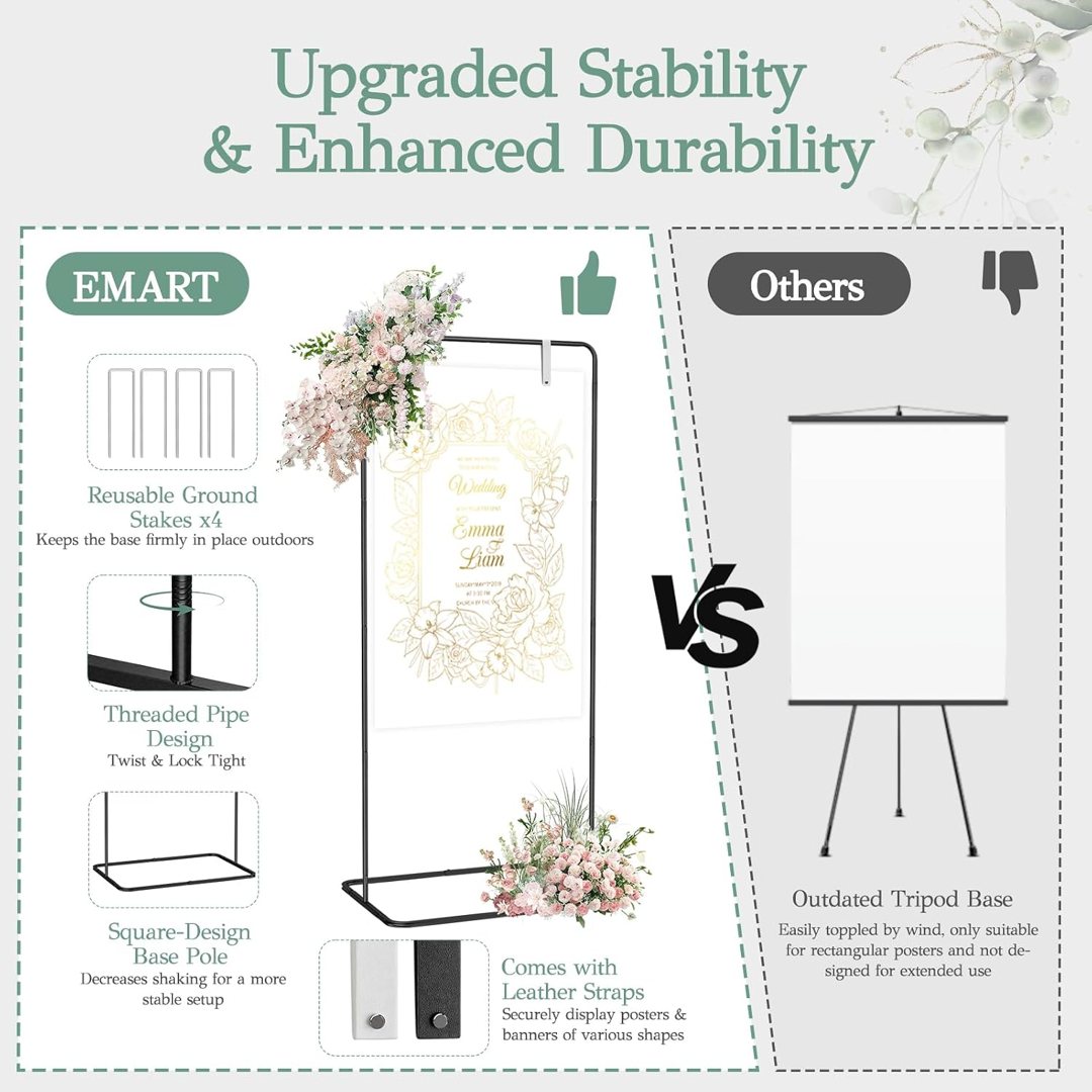 EMART Wedding Welcome Sign Stand 68'' Black Adjustable Easel Display Stand — frame 5
