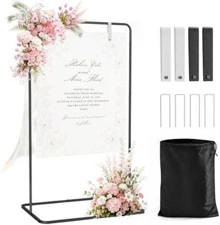 EMART Wedding Welcome Sign Stand 68'' Black Adjustable Easel Display Stand