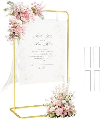 EMART Wedding Welcome Sign Stand 68'' Gold Adjustable Easel Display Stand