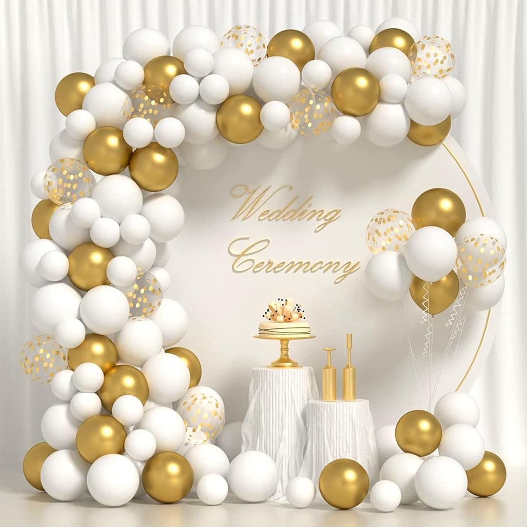 EMART White and Gold Balloons 12 Inch 60pcs, Latex Balloons for Party — frame 3