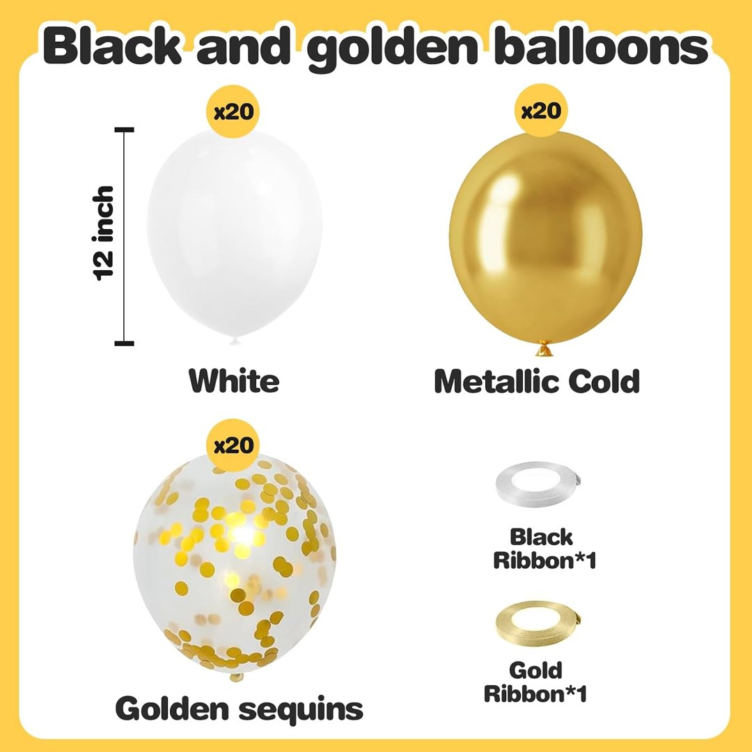 EMART White and Gold Balloons 12 Inch 60pcs, Latex Balloons for Party — frame 4