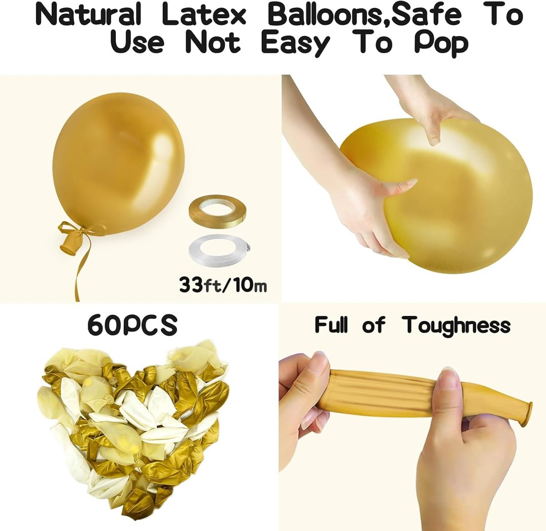EMART White and Gold Balloons 12 Inch 60pcs, Latex Balloons for Party — frame 5
