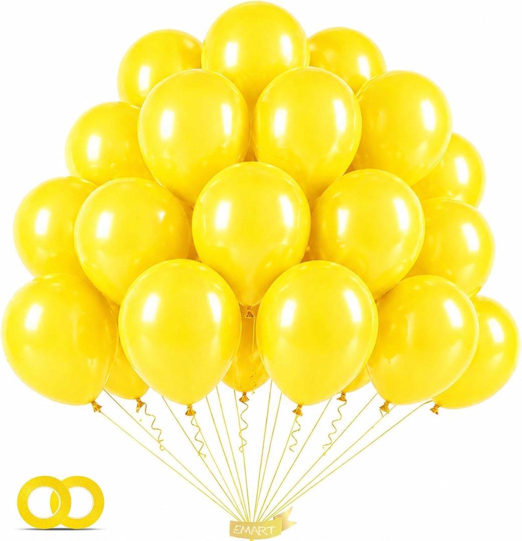 EMART Yellow Balloons 12 Inch 50pcs, Latex Balloons for Party(with Ribbon) — frame 2